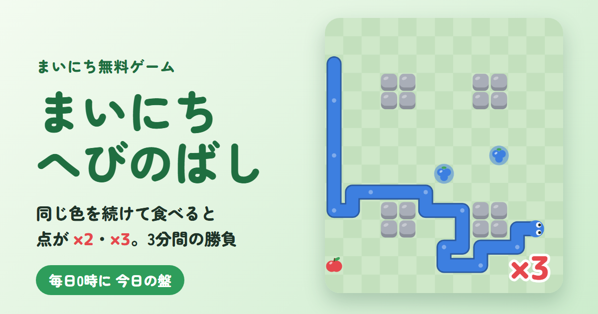 まいにちへびのばしのゲーム画面