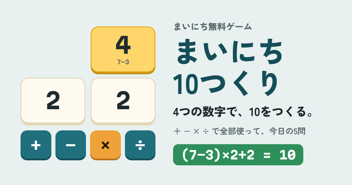 まいにち10つくりのゲーム画面