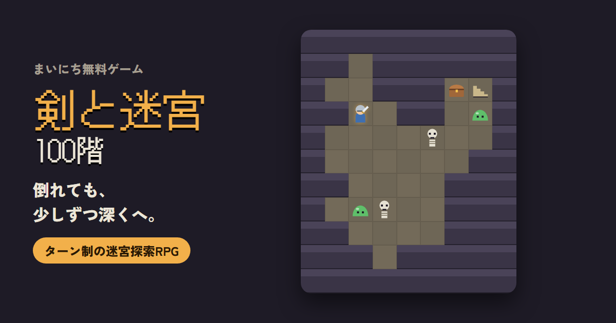 剣と迷宮 100階のゲーム画面