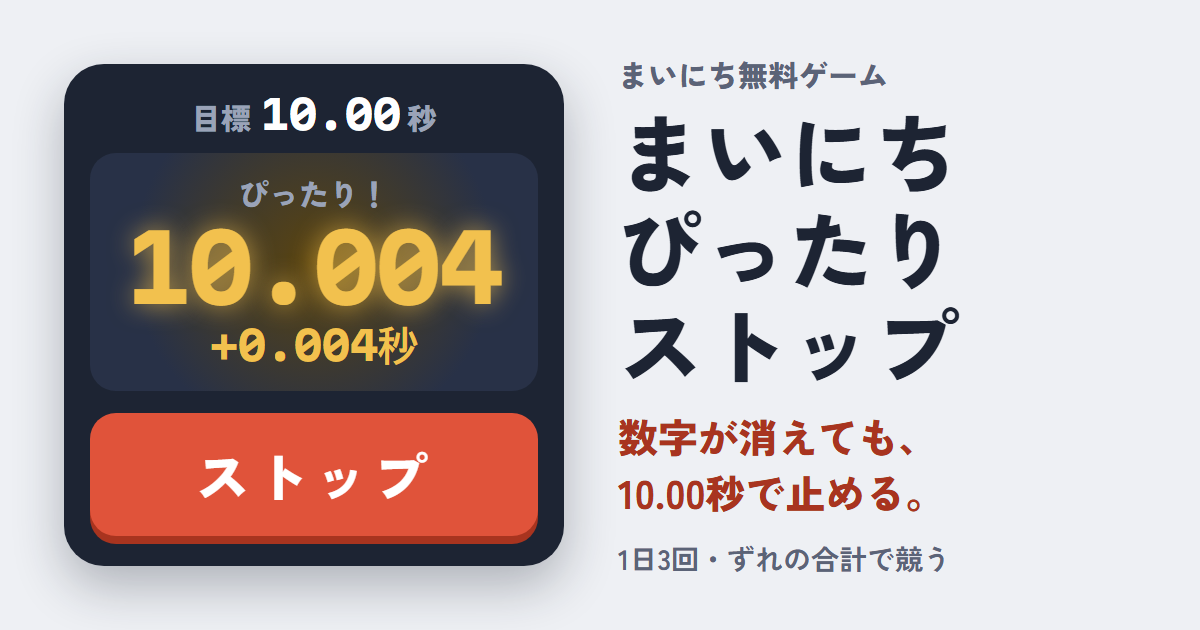 まいにちぴったりストップのゲーム画面