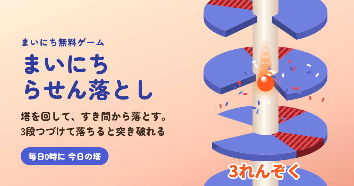 まいにちらせん落としのゲーム画面