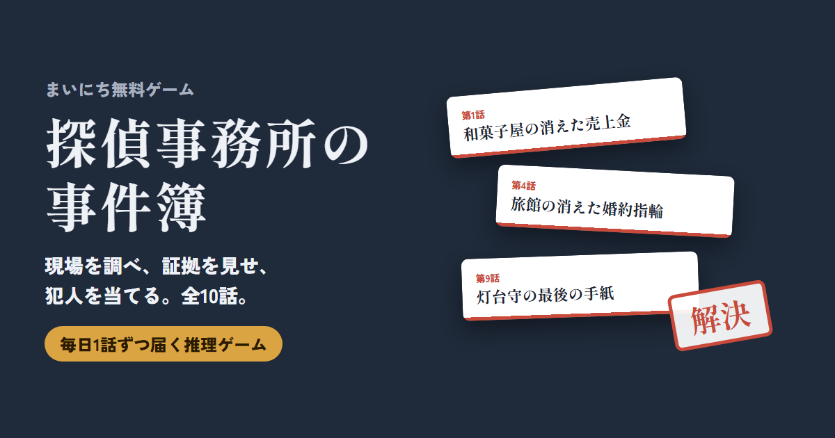 探偵事務所の事件簿のゲーム画面