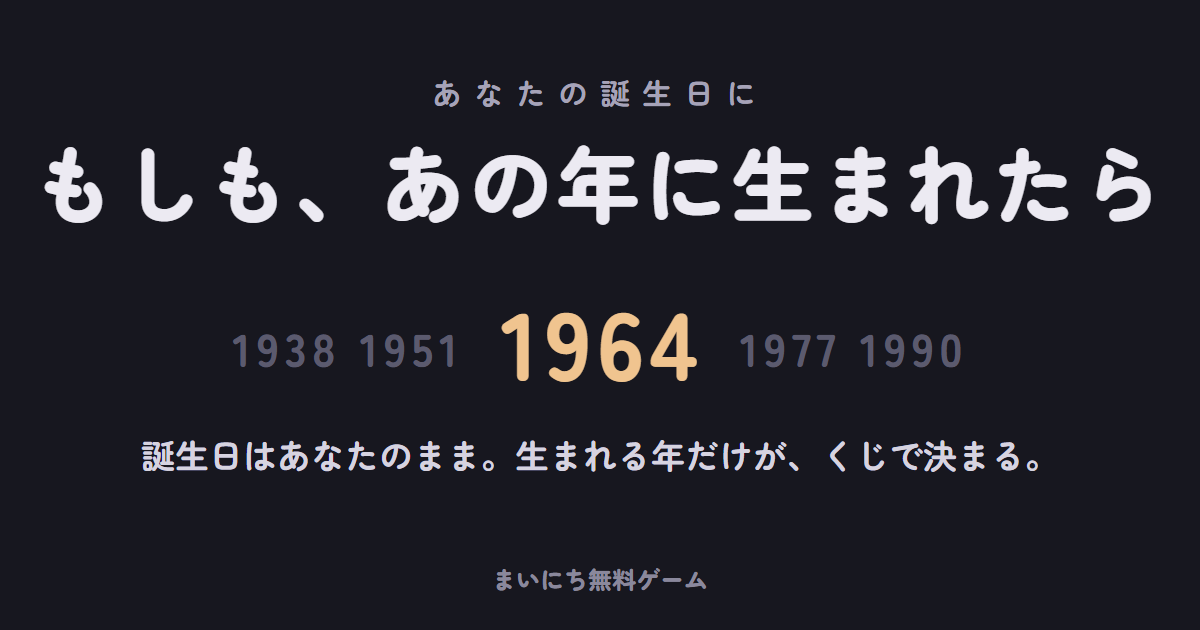 もしも、あの年に生まれたらのゲーム画面